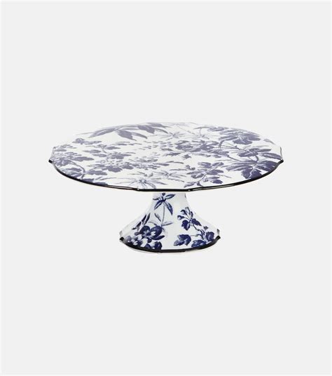 Herbarium cake stand in blue and white porcelain 